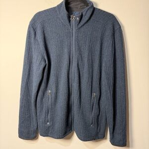Prana Men's Wool Blend Ribbed Full Zip 2 Pocket Jacket Navy